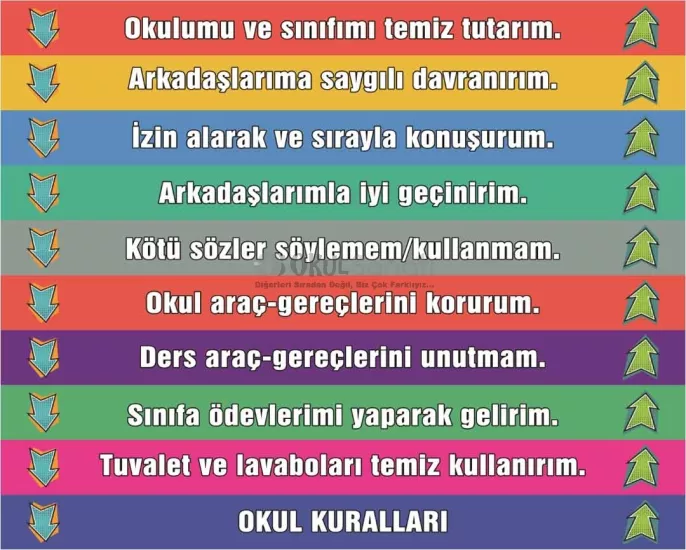 İlkokul Merdiven Yazısı | Okul Kuralları