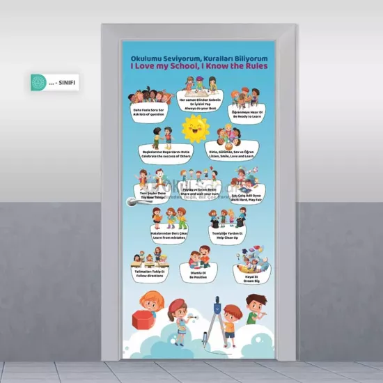 İngilizce Okul Kapı Giydirme -School Rules