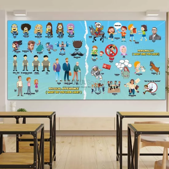 İngilizce Kişilik ve Fiziksel Görünüm Okul Posteri | Personality and Appearance