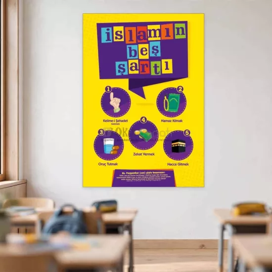 İslamın Beş Şartı Okul Posteri | Din Kültürü Sokağı Afişi
