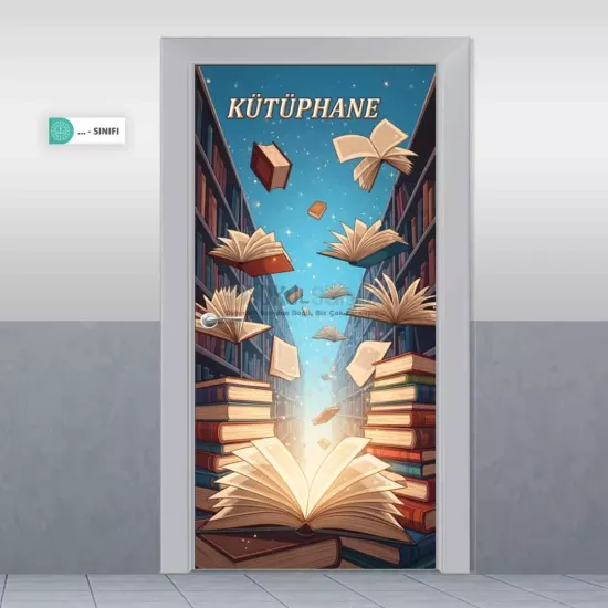 Kütüphane Kapı Giydirme | Uçan Kitaplar