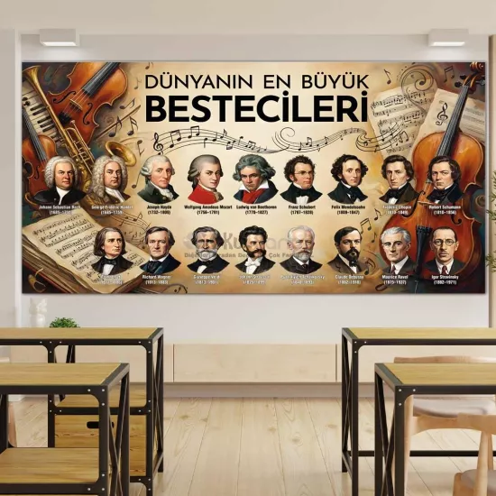 Müzik Sınıfı Okul Posteri | Besteciler
