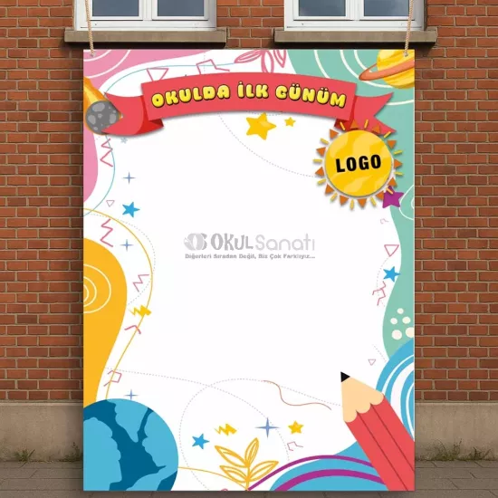 Okulda İlk Günüm Hatıra Fotoğraf Brandası | Dünya