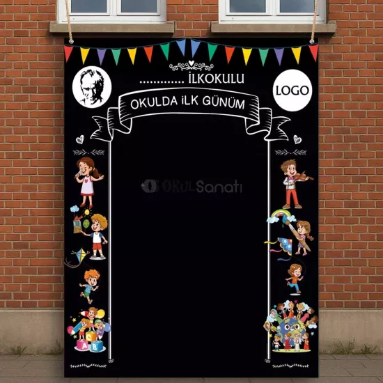 Okulda İlk Günüm Hatıra Fotoğraf Brandası | Siyah