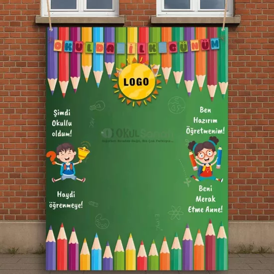 Okulda İlk Günüm Hatıra Fotoğraf Brandası | Kalemler