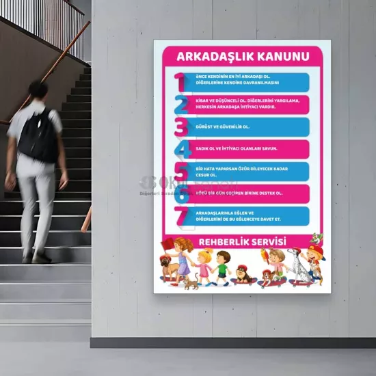 Rehberlik Servisi Okul Posteri | Arkadaşlık Kanunu Afişi
