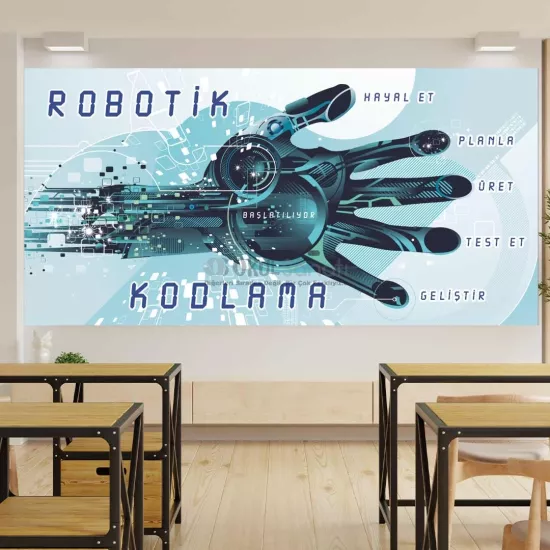 Robotik Kodlama Sınıfı Okul Posteri | Başlatılıyor