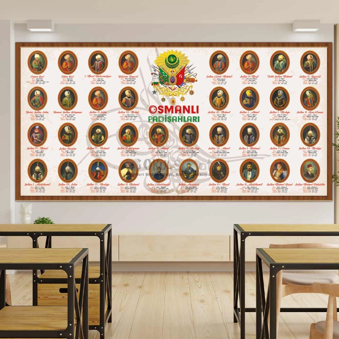 Osmanlı İmparatorluğu Padişahları Okul Posteri