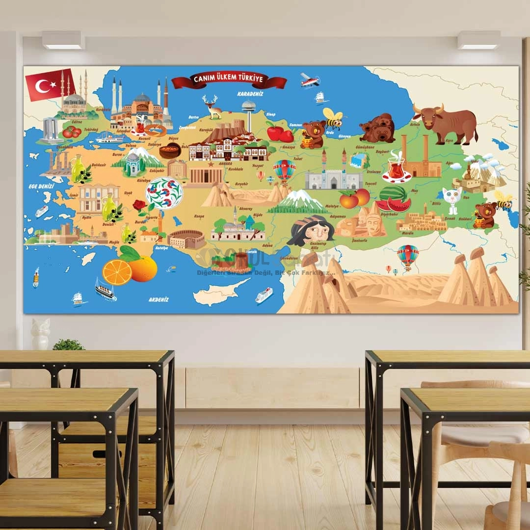 Türkiye Haritası Okul Posteri Güzel Ülkem