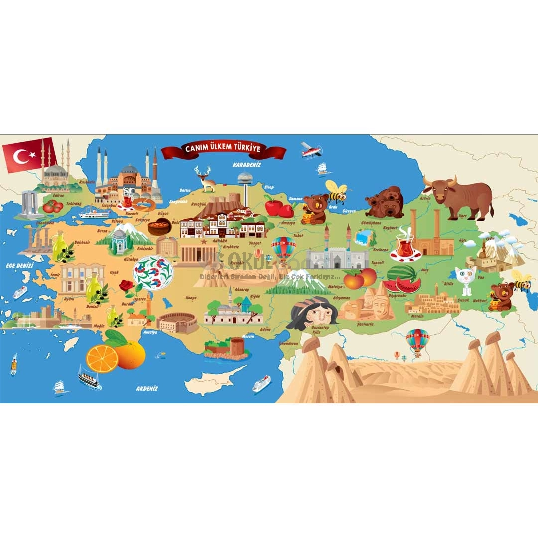 Türkiye Haritası Okul Posteri Güzel Ülkem