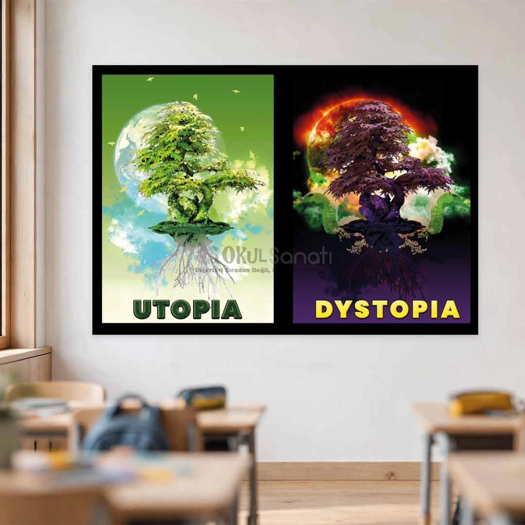 Ütopya ve Distopya Felsefe Okul Posteri 
